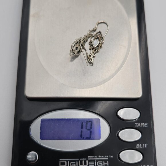 Sterling Silver Fancy Teardrop Shell Rustic Earrings A3804 - Picture 6 of 6